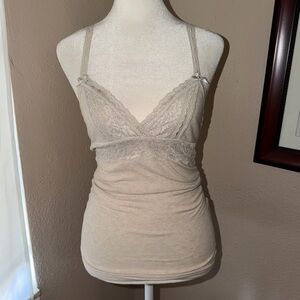Vintage Y2K Abercrombie & Fitch 2000s Lace Trim Babydoll Cami Tank Top